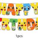 For JP Pokemon Happy Birthday Banner, Party Decoration With 6 Vortex Decorative Pendants