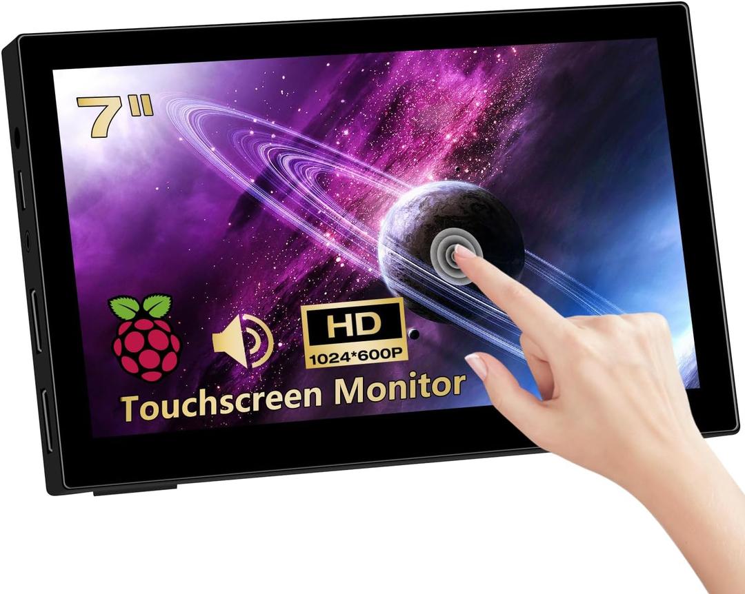 7 inch Touchscreen Mini Monitor 1024 X 600 Small Monitor HDMI Portable Monitor IPS LCD Display for Laptop Xbox PS3 Rasp Pi