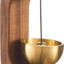 Magnetic Shopkeepers Bell for Door Opening - Vintage Wooden Wind Chime Doorbell with Brass Bell, Dopamine Decor & Wireless Adhesive Door Chime for Front Porch, Wall, Garden, Shop, Housewarming Gift (Coffee)