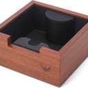 Rosewood Espresso Knock Box Portafilter Tamping Stand with Shock-Absorbing Bar & Non-Slip Design | Premium Dump Bin for Home Barista Stations