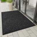 Front Door Mat Outside Entrance, Dirt Trapper Doormat 60" x 48" Non Slip Indoor Outdoor Welcome Mat for Entryway, Absorbent Commercial Floor Mat for High Traffic Area, All Weather, Black