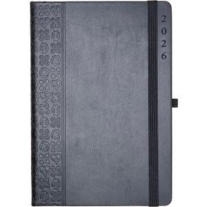 2026 Planner Journal with Yearly, Monthly, Weekly & Daliy Plan Pages, 24 Lined and 24 Dotted Pages, 8.5" x 5.75" Medium A5 Size (Black without pen)