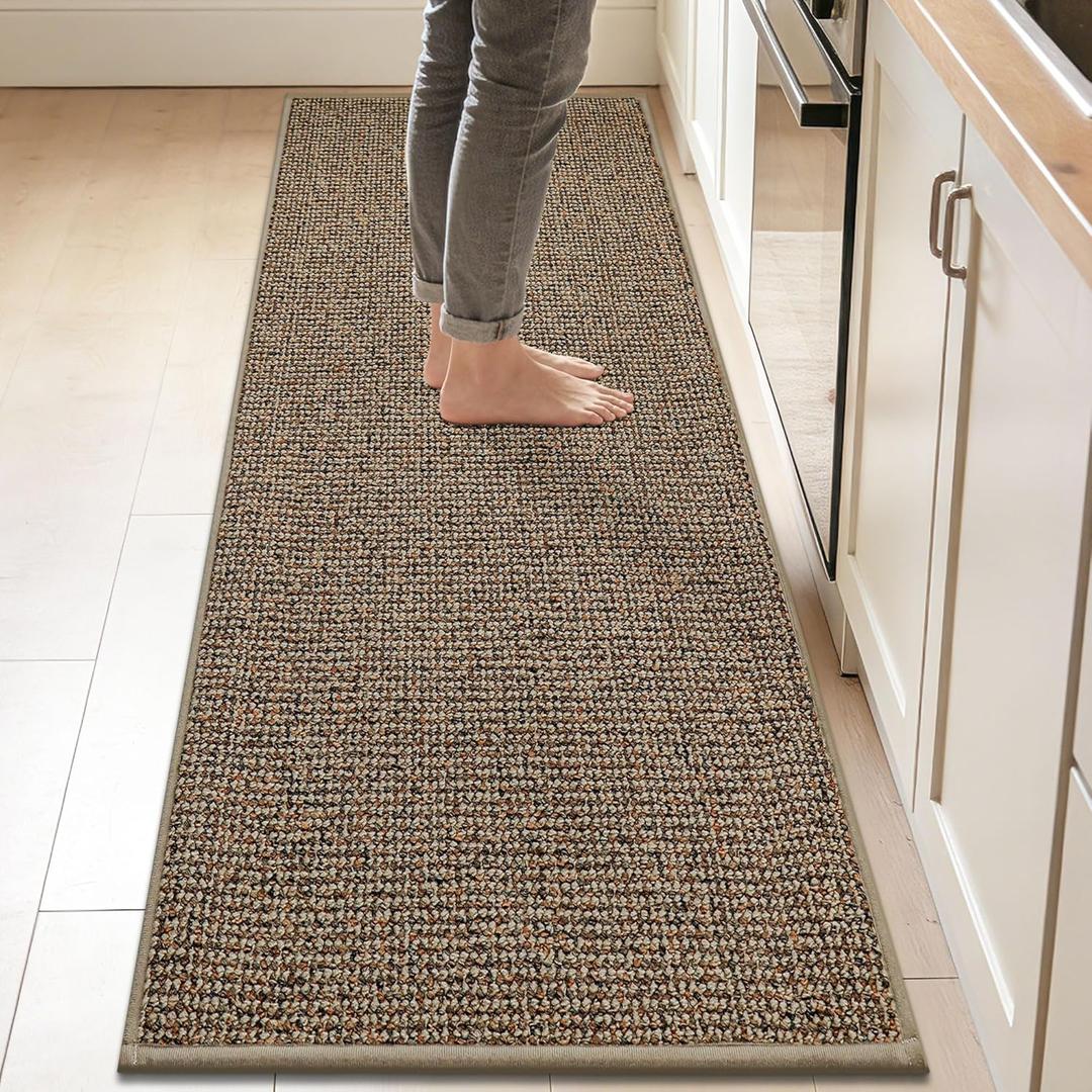BEQHAUSE Kitchen Runner Rugs 24"x84", Non-Slip Kitchen Mats for Floor, Super Absorbent and Stain Resistant Kitchen Rug, Machine Washable Rugs for Kitchen, Hallway, Laundry & Sink, Taupe
