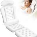 Full Body Bath Pillow for Tub, Thick Bathtub Cushion Mat with Neck, Back & Lumbar Support - Luxury Spa Bathroom Accessories, White