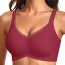 Vertvie Wireless Bras for Women No Underwire Supportive Mesh Crossover Bra Seamless Push Up Full Coverage Everyday Bralettes (XXXL)