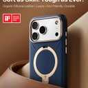 TORRAS Q3 VegSkin for iPhone 17 Pro Max Case Leather, 360 Spin Magnetic Stand, Fit for MagSafe, Camera Control, Shockproof Premium Organic Silicone Leather Phone Case for iPhone 17 Pro Max, Deep Blue
