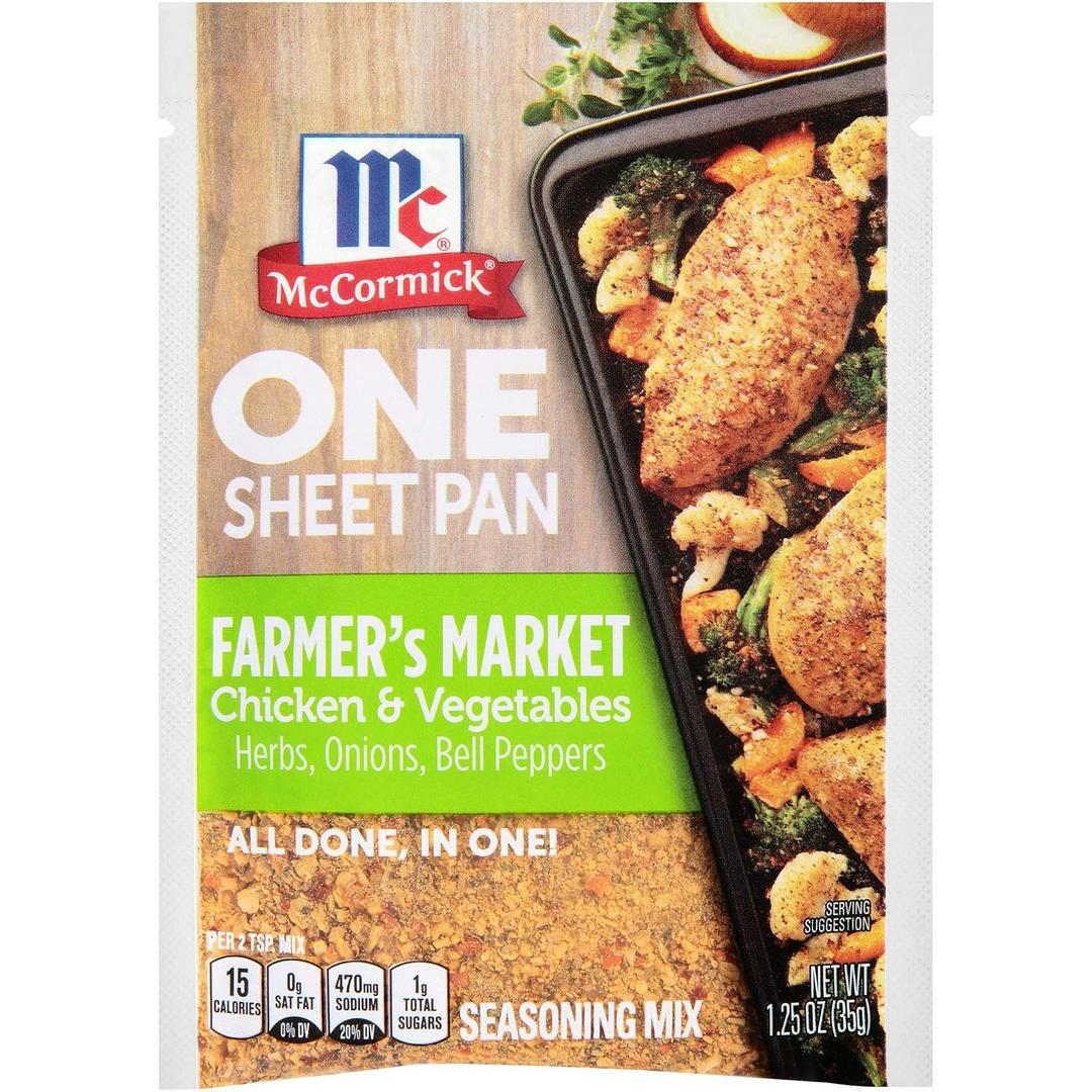 McCormick ONE Sheet Pan Farmer's Market Chicken & Vegetables Seasoning Mix, 1.25 oz (Pack of 12), BB Date: 01/14/26