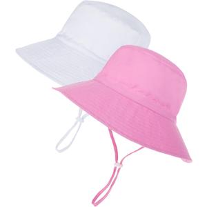 Zando 2 Pack UPF 50+ Kids Sun Hat Baby Beach Bucket Hats for Summer Swim (XS)