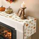 3 x Artscope Pumpkins Maple Leaves Fall Table Runner,Thanksgiving Holiday Kitchen Dining Table Decoration for Fall Home Decor 13x60 Inch - Orange