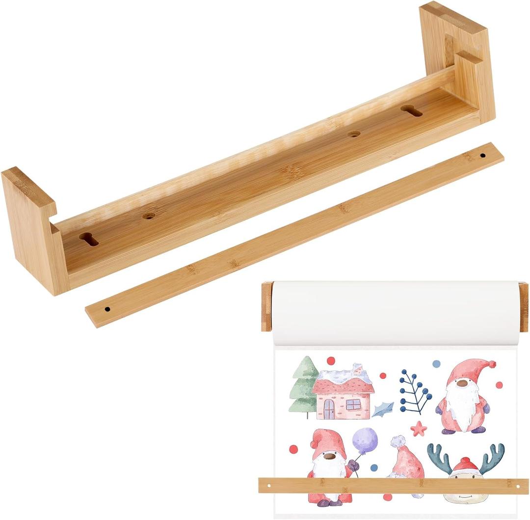 12 Kraft Paper Roll Dispenser Easel Paper Roll Holder Wall Mount Kraft Paper Roll Holder Wooden Paper Roll Dispenser for Kitchen DIY Room Office School Business Grocery (ONLY Holder, 12 INCH)