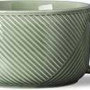 Ceramic Soup Bowl with Handle: 38 oz Microwave Safe Extra Large Mug for Oatmeal, Cereal, Breakfast, Meal Prep, Work Lunch, Dorm Living, Single Serve Dinner - 6 Inch, Pea Green