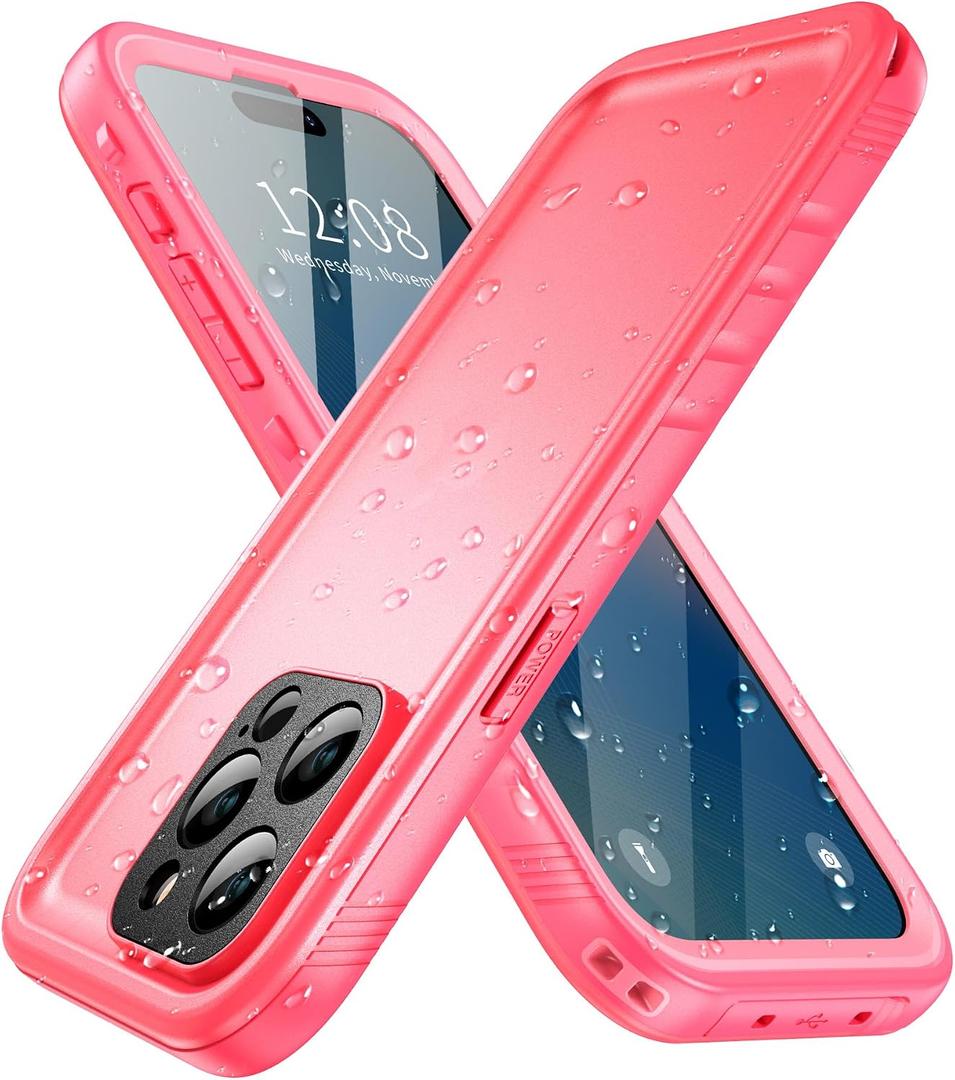 SPORTLINK for iPhone 14 Pro Max Waterproof Case - Built-in Shockproof Dustproof Screen Protector - IP68 Underwater/Military Dropproof/Full Body Protection/Cover for iPhone 14 Pro Max (6.7 Inch Pink)