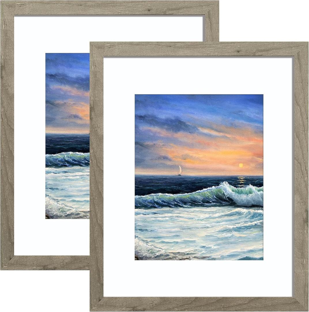 LUCKYLIFE 16x20 Frames for Wall, Display Pictures 11x14 with Mat or 16x20 without Mat, Pack of 2, Gray
