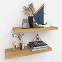 INHABIT UNION Oak Floating Shelves for Wall24in Wall Mounted Display Ledge Shelves Perfect for Bedroom, Bathroom, Living Room and Kitchen Decoration Storage (Oak) (24 Inch)