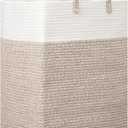 LemonRoad Woven Laundry Basket with Wheels 65L Cotton Rope Laundry Woven Hamper Nursery Storage Basket for Toys Large Dirty Clothes Blankets Bedroom Rice Brown