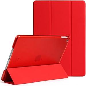 ProtUTab Case Compatible with iPad 9th Generation 2021, Auto Wake&Sleep Translucent Frosted PC Back Case for iPad 9th Generation/ iPad 8th Generation (2020)/ 7th Generation (2019), Lightweight, Red