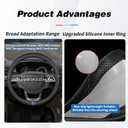 3 Pack Nappa Leather Car Steering Wheel Cover Fit for Toyota Corolla 2025 2024 2003-2023 Accessories, Non-Slip and Breathable, Universal 14.5-15 Inch, Black