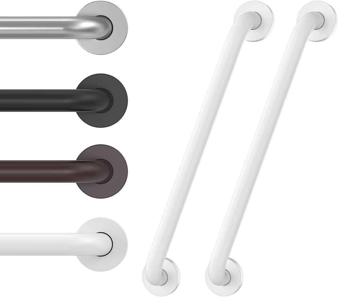 2 Pack 16 Inch Grab Bars for Wall White, Safety Shower Grab Bars for Seniors Elderly Handicapped, Handicap Grab Bars for Shower with Concealed Screws, Tesuchan
