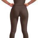 SUUKSESS Women 2 Piece Workout Sets Compression Tummy Control Leggings with Pockets Halter Built in Bra Tank Tops (Large, Brown)