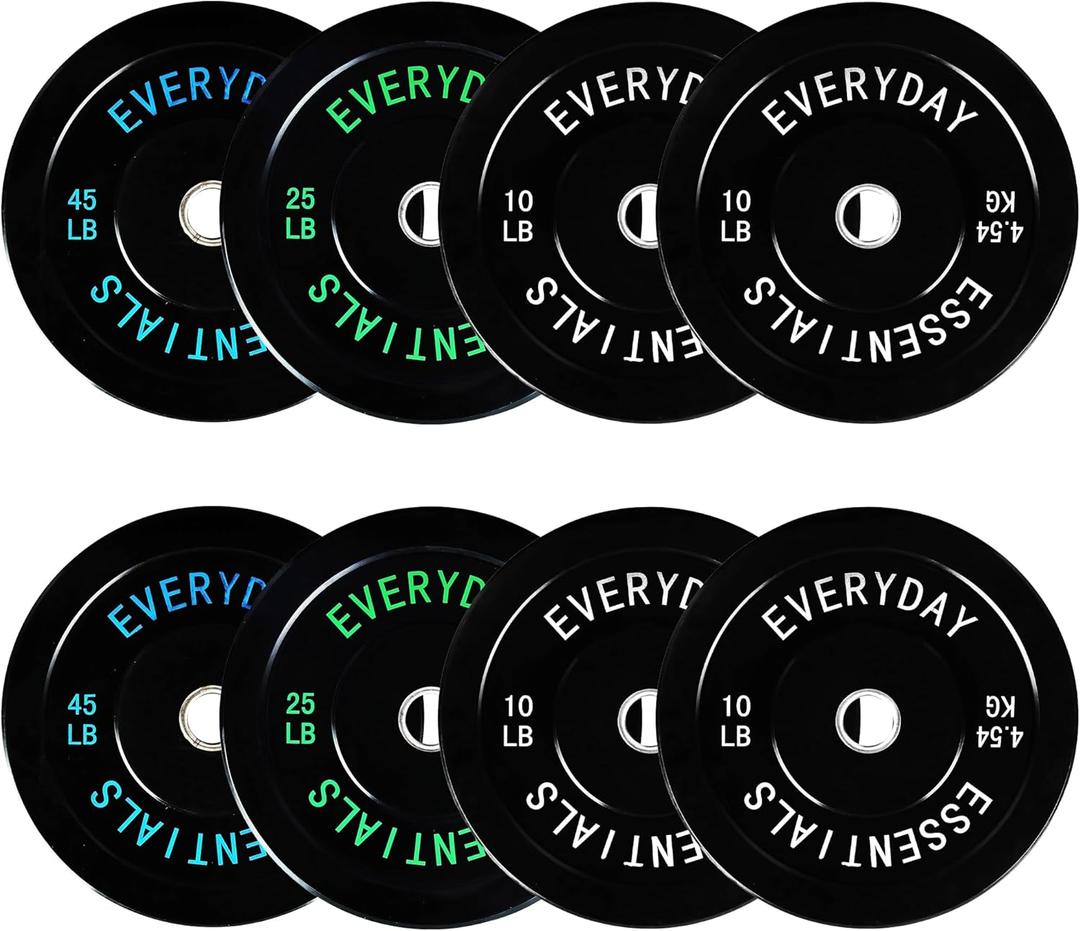 Fitvids Olympic Bumper Plates Set – 2" Weight Plates for Strength Training & Weightlifting – Set: 180 lbs – Black