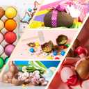 RoundFunny 8 Pcs Easter Egg Molds with 2 Pcs Wood Hammer 3D Breakable Silicone Chocolate Molds Non Stick DIY Easter Egg Mold for Party Candy Mousse Cake Dessert Baking Basket Gift Decorations
