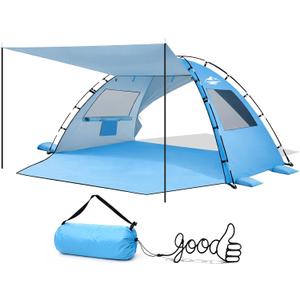 Purebox Beach Tent Sun Shelter - 2/3/4 Person UPF 50+ UV Protection Tents with Canopy, Easy Setup Lightweight Beach Shade Tent, Portable Beach Cabana Sun Shade Shelter (Sky Blue)