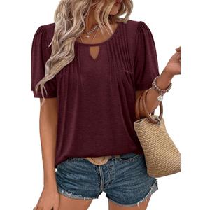 KISSMODA 2026 Womens Short Sleeves V Neck Floral Summer Tunic Top Woman Boho Tunics Tops, XL