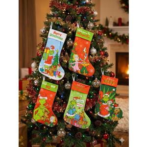 Personalized Christmas Stockings Set of 6,Christmas Stockings Bulk 6 Packs，18 * 12 Inch Red Stockings Christmas,Christmas Decorations for Family Holiday Party Decor