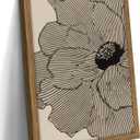 Framed Abstract Floral Wall Art, Neutral Line Flower Canvas Wall Decor Painting, Modern Minimalist Botanical Poster Print Picture for Living Room Bedroom Bathroom 12x16 Inch