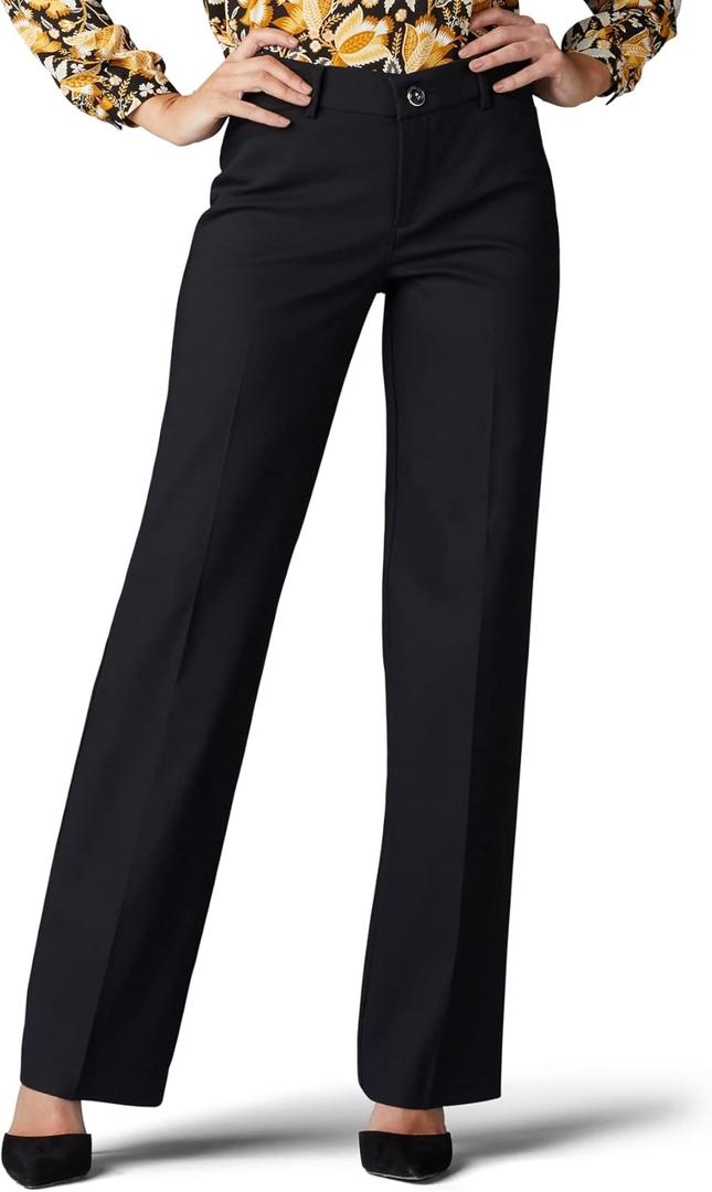 Lee Women's Flex Motion Regular Fit Trouser Pant (16, Black)