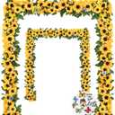BLEUM CADE 2 Pack Artificial Sunflower Garland Decor, Sunflower Vines Hanging Flowers Garland with Green Leaves, Fake Yellow Floral Vines Room Wedding Party Decoration