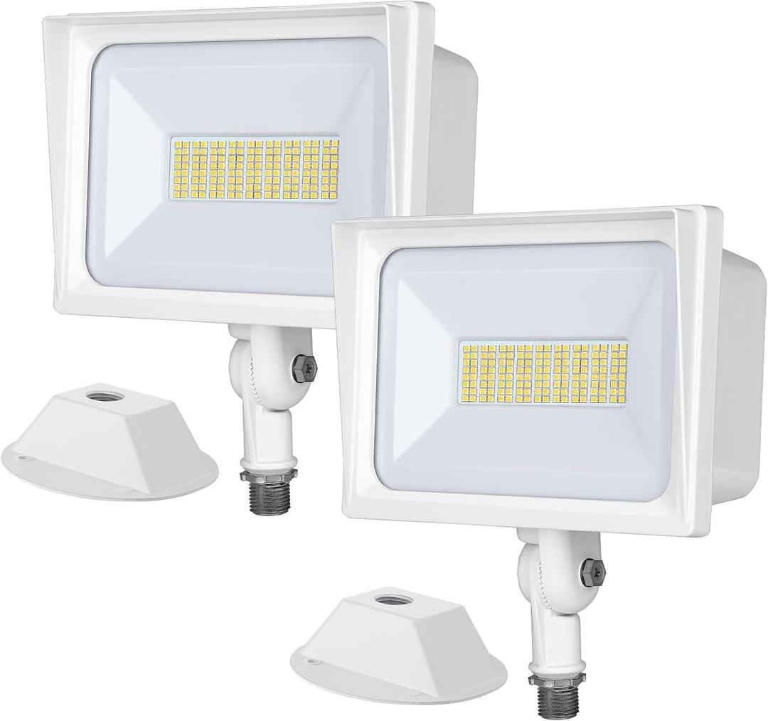 DEWENWILS 2-Pack 65W Flood Lights Outdoor, 6670 LM Super Bright Security Light Switch Controlled, IP65 Waterproof, 5000K LED Flood Light Outdoor for Yard, Garage, Garden, UL Listed (White-65 Watts)