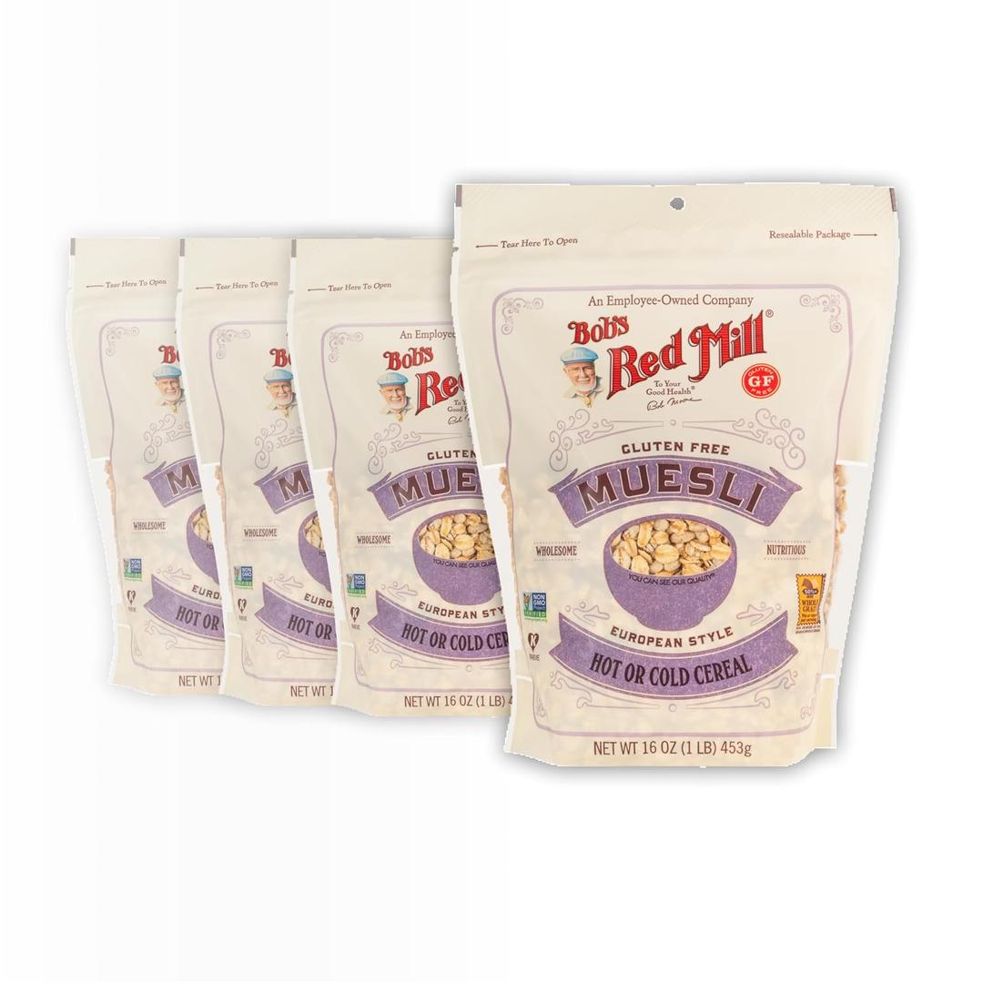 Bob's Red Mill Gluten Free Muesli, 16oz (Pack of 4) - Gluten Free, Non GMO, Kosher (EXP 07/05/27)