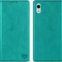 ZZXX for iPhone XR Wallet Case with [RFID Blocking] Card Slot Stand Strong Magnetic Leather Flip Fold Protective Phone Case for iPhone XR Case Wallet(Lake Blue-6.1 inch)