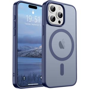 SUPFINE Magnetic For iPhone 15 Pro Max Case (Compatible With MagSafe) (Military Grade Drop Protection) Slim Translucent Matte Shockproof With Anti-Fingerprint Phone Case, Lavender Gray