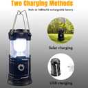 Collapsible Portable LED Camping Lantern XTAUTO Lightweight Waterproof Solar USB Rechargeable LED Flashlight Survival Kits for Indoor Outdoor Home Emergency Light Power Outages Hiking Hurricane 4-Pack