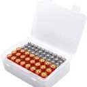 Battery Organizer Storage Box, Garage Case Holder for 24* AA, 30* AAA Batteries (Bag Not Include Batteries Pack) (white)