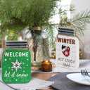 4 x 3PCS Reversible Thanksgiving Decor & Christmas Decorations Wooden Mason Jar, Winter & Fall Decorations for Home, Table, Fireplace Mantel, Shelf, Office Desk, Xmas Holiday Decorations
