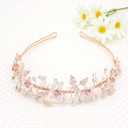 Oriamour Rose Gold Flower Girl Headband With Crystal Rhinestone Princess Teen Girls Headpiece For Birthday, Wedding, Photography