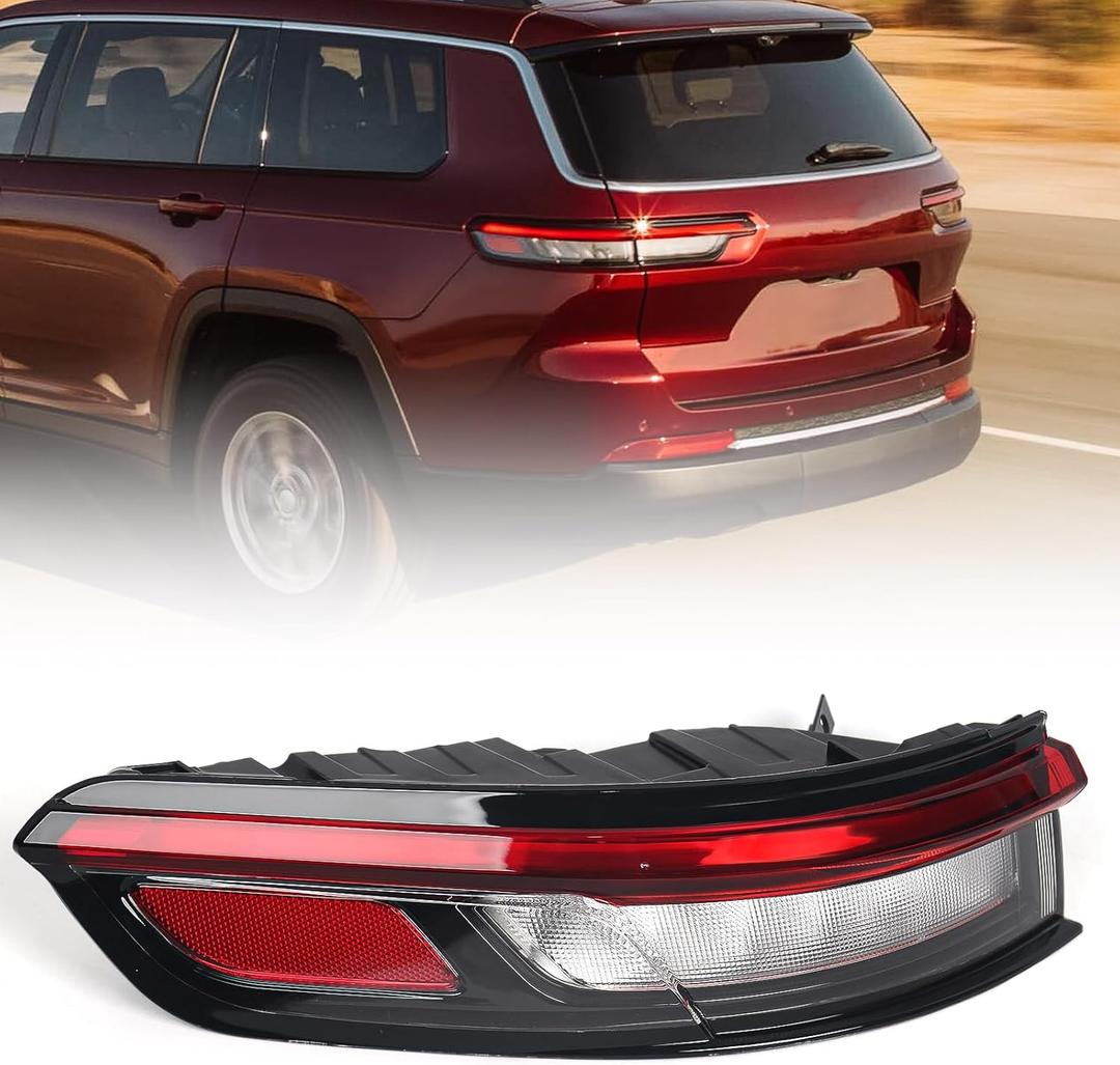 Huray Left Outer Tail Light Fit for Jeep Grand Cherokee/Jeep Grand Cherokee L 2021-2024 OE Factory LH Taillight LED Rear Lamp Assembly Replacement for 68421133AD Driver Side