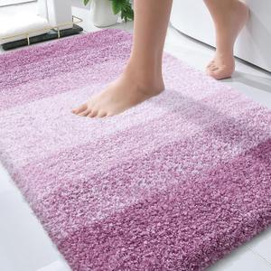 OLANLY Bathroom Rugs Mat 30x20, Extra Soft Absorbent Microfiber Bath Rugs, Rubber Backing, Quick Dry, Washable Bath Mats for Bathroom Floor, Tub and Shower, Home Decor Accessories, Pinkish-Purple