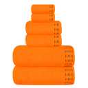 MALLONI HOME Ultra Soft 6 Pack Cotton Towel Set, Contains 2 Bath Towels 28x55 inch, 2 Hand Towels 16x24 inch & 2 Wash Coths 12x12 inch, Ideal Everyday use, Compact & Lightweight - Orange