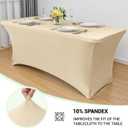 Obstal 6ft Stretch Spandex Table Cover for Standard Folding Tables - 2 Pack Universal Rectangular Fitted Tablecloth Protector for Wedding, Banquet and Party, 72L x 30W x 30H Inches, Champagne, 2pc