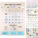 The Peanutshell Learning Calendar Wall Chart - Homeschool Supplies, Interactive Pocket Chart for Toddlers & Kids - Preschool Learning Activity Board, Circle Time Board for Classroom - Good Day