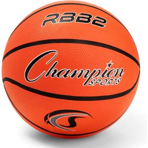 Champion Sports Rubber Basketballs  Heavy Duty Pro-Style, Indoor/Outdoor Use, Premium Basketball Equipment for Physical Education, Various Sizes & Colors (Size 3, 5, 6, 7) (Orange)