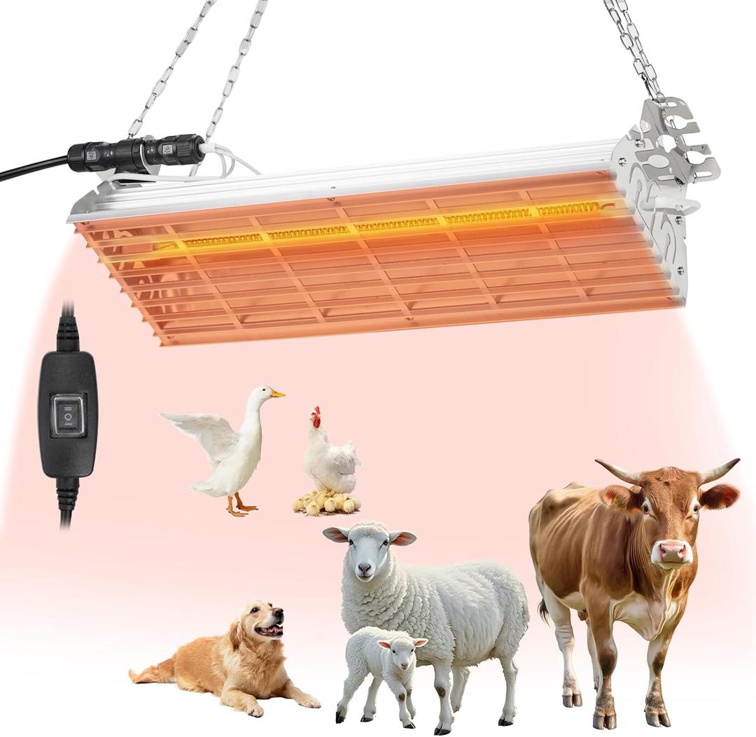 Large Heat Lamp for Chicken Coop, 400 Watts Carbon Fiber Chicken coop Heater, Adjust 2 Mode Temp&Hanging Height, Waterproof,Indoor & Outdoor Heater,For Cow,Sheep,Livestock, Size:16.3x5.31x3inch (400W)