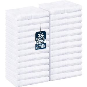Utopia Towels, Salon Towel, Pack of 24, 16 by 27 Inches, Highly Absorbent Cotton Towels for Hand, Gym, Beauty, Spa, and Home Hair Care, White