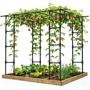 Grape Vine Trellis, Extra Large Garden Arch Trellis for Climbing Plants Outdoor-95.7（L）*61.6(W)*78.5(H) in, Heavy-Duty Metal Plant Support Trellis for Outdoor Yard Courtyard, Garden, Pavilions (25MM Pipe)