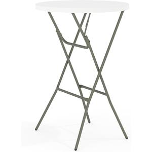 Flash Furniture Elon 32' Round Folding Bar Height Table for Parties and Commercial Events, Indoor/Outdoor Plastic Tall Round Table, White (Set of 1)