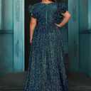 Women Plus Size Wedding Guest Summer Long Prom Dress A Line Elegant Formal Evening Party Cocktail Bridesmaid Gown, Green, 4XL